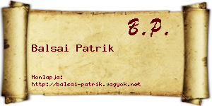 Balsai Patrik névjegykártya